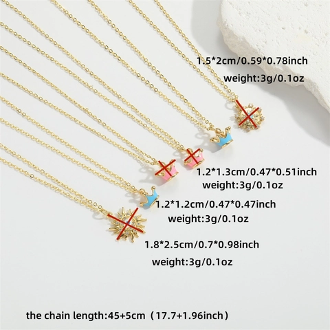 Collier Pendentif Œil Maléfique Couronne Flocon De Neige Cuivre Zirconium Couronne Émail Chaîne De Clavicule Pour Femmes
