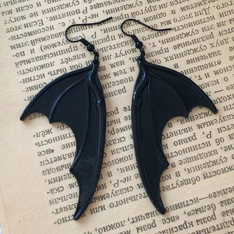 Pendientes Alas De Murciélago Gótico Aleación Metal Colgantes Halloween Joyería Estilo Retro Oscuro