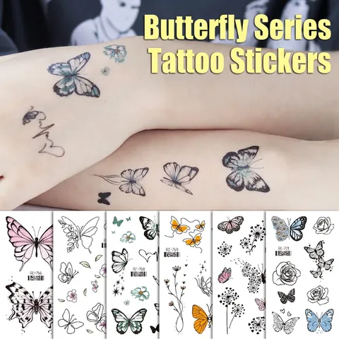 Schmetterling Temporäre Tattoo Aufkleber Wasserfeste Blumen Mond Stern Planeten Körperkunst Fake Tattoos Für Frauen Mädchen