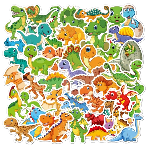 Pegatinas De Dinosaurios De Dibujos Animados Impermeables Vinilo PVC Calcomanías De Graffiti Para Computadora Portátil Maleta Patineta Botella De Agua Regalo Niños