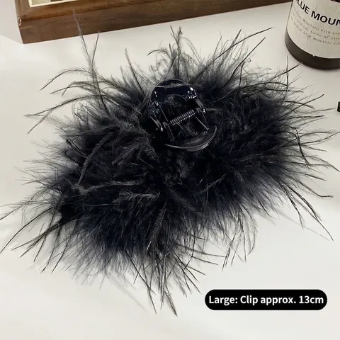 Eleganter Haargreifer Groß Rutschfest Flauschige Feder Mesh Schleife Design Für Dickes Haar Damen Mode Kopfschmuck