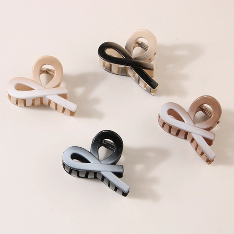Korean Style Gradient Hair Claw Clips For Women Elegant Flower Ribbon Design Plastic Resin Hairpin Chic Daily Styling Accessory