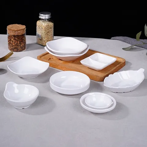 Melamine Dipping Sauce Dishes White Small Seasoning Plates For Sushi Soy Sauce Modern Simple Durable Dipping Bowls