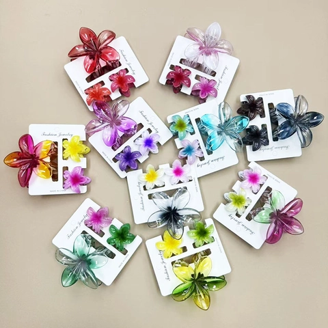 Pinza per Capelli a Forma di Fiore di Frangipane in Resina Sfumata Floreale Grandi e Piccole per Donna Accessori da Spiaggia