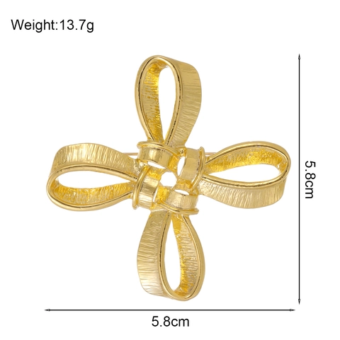 Vintage Kreuz Schleife Brosche Für Damen Herren Gold Zinklegierung Gebürstete Textur Personalisierte Anzug Pin Japanischer Stil Schmuck