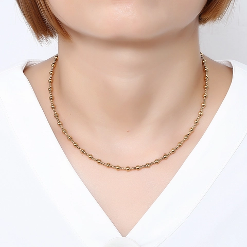 Collar Y Pulsera De Acero Inoxidable Cadena De Bolas Impermeable Joyería Elegante Minimalista Para Mujeres
