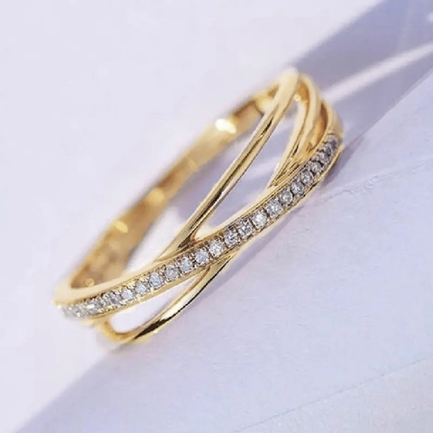 Crossover Ring Kupfer Mit Zirkon Mikroeinlage Elegant Geometrisch Modeschmuck Für Frauen Zeigefinger Accessoire