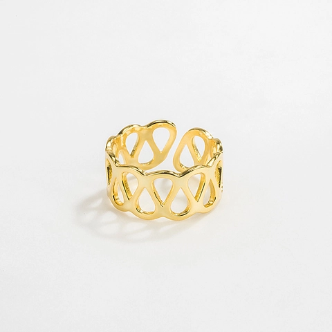 925 Sterling Silver Open Adjustable Ring Minimalist Wide Band Hollow Mesh Design Jewelry For Women