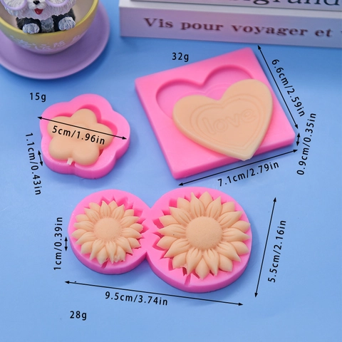 Moldes De Silicona Para Repostería DIY Decoración De Pasteles Chocolate Jabón Caramelos Corazón Girasol Rosa