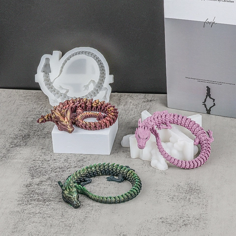 Molde De Silicona De Dragón Chino 3D Para Bricolage Vela Aromática Jabón Resina Yeso Artesanía Decoración
