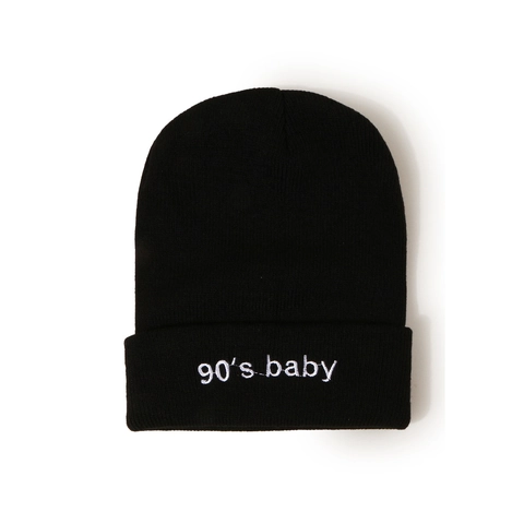 90'S BABY Embroidered Beanie Acrylic Knitted Hat Warm Winter Ribbed Skull Cap Retro Streetwear Unisex