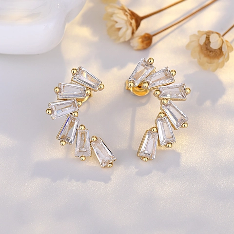Elegante Halbmond Zirkonia Ohrstecker Kupfer Schmuck Für Damen Mit 925 Sterling Silber Ohrringpfosten