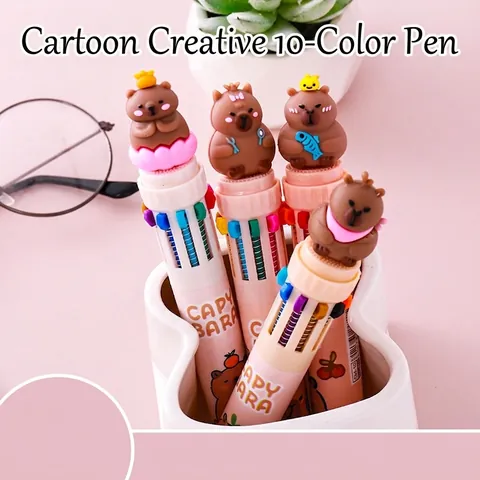 Capybara Multi-Color Kugelschreiber Versenkbar Kunststoff Schreibwerkzeug Für Schüler Süße Schreibwaren Multi-Funktion