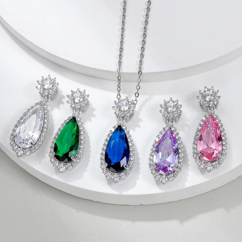 Elegante Traanhanger Halsketting Koperen Strass Ingelegde Edelsteen Halsketting Voor Vrouwen Luxe Sieraden Cadeau