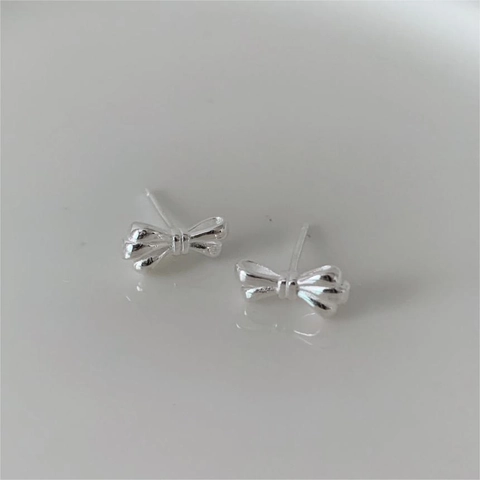 Bow Knot Stud Earrings 925 Sterling Silver Minimalist Korean Style Sweet Jewelry For Women Girls