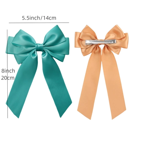 Dulce Pasador de Pelo con Lazo de Cinta de Satén Multicapa Borla Larga Estilo Princesa Grandes Lazos Horquillas para Niños Niñas Accesorios para el Cabello