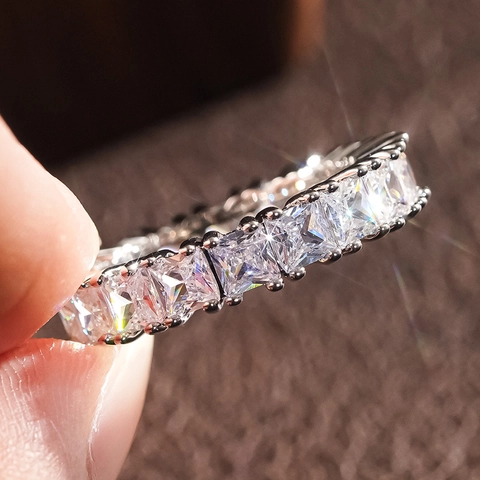 Eternity Band Ring Copper Inlaid Zircon Heart Marquise Square Oval Geometric Elegant Commuting Jewelry For Women