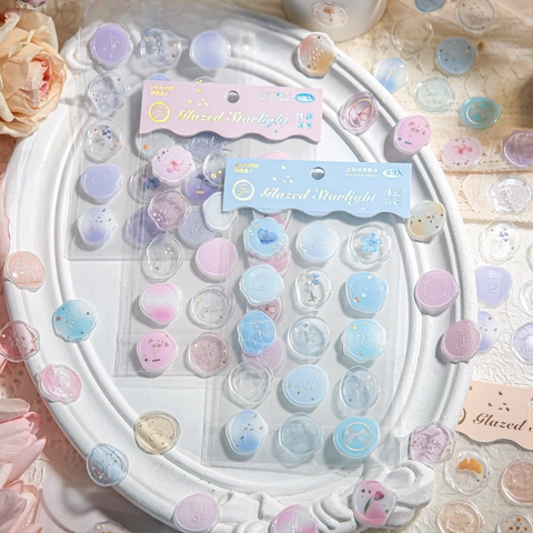 Geprägte Wachssiegel Aufkleber Kristall Epoxidharz Goldfolie Dekor Für DIY Scrapbook Journal Briefumschlag Basteln