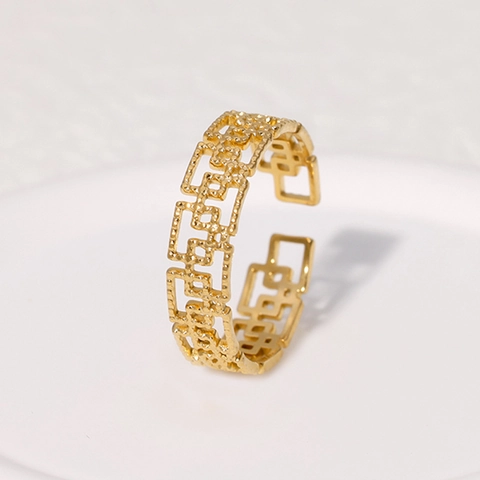 Anello Aperto Geometrico Cavo Minimalista In Acciaio Inossidabile Regolabile Stile Vintage Francese Gioielli Per Donne