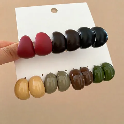 Geometric C-Shaped Acrylic Stud Earrings With Silver Earring Post Simple Retro Fashion Jewelry For Women