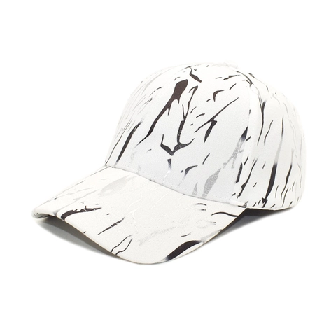 Casquette De Baseball Polyester Imprimé Marbre Graffiti Réglable Chapeau De Soleil Streetwear Pour Hommes Femmes