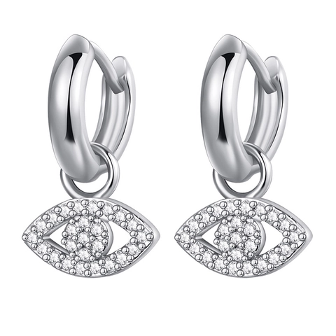 Evil Eye Hängeohrringe Creolen Kupfer Mikro Pave Zirkonia Blau Weiß Zirkon Mode Schmuck Damen