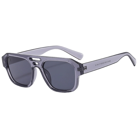 Square Frame Sunglasses Double Bridge Cutout UV400 Protection PC Frame AC Lens Punk Fashionable Eyewear For Women Men