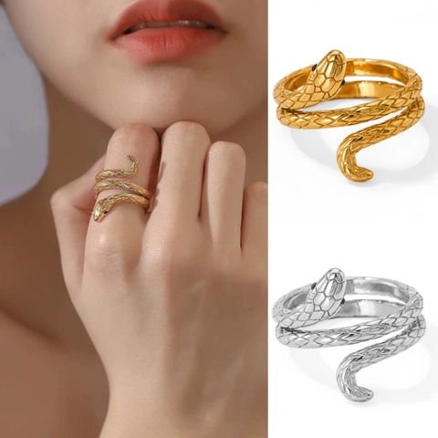 Schlangenring Edelstahl Tier Wickel Retro Punk Hip Hop Stil Zeigefinger Schmuck Für Frauen