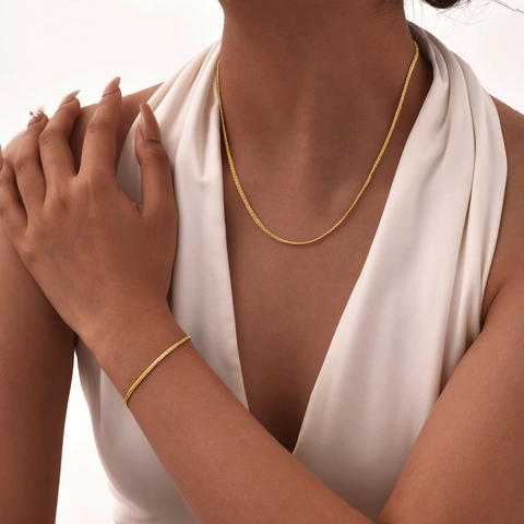 Collana A Catena Di Grano Intrecciata Placcata Oro 18K Acciaio Inossidabile Gioielli Minimalisti Eleganti Per Donna