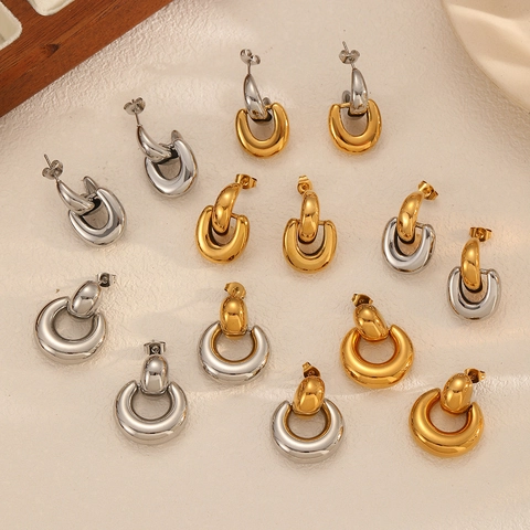 Geometrische Creolen Edelstahl 18K Vergoldet Anlauffrei Wasserdicht Minimalistischer Moderner Schmuck Für Damen