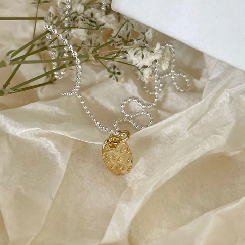 Collana In Argento Sterling 925 Con Piastra Lettera LOVE Catena A Sfere Bicolore Gioielli Minimalisti Per Donna Elegante