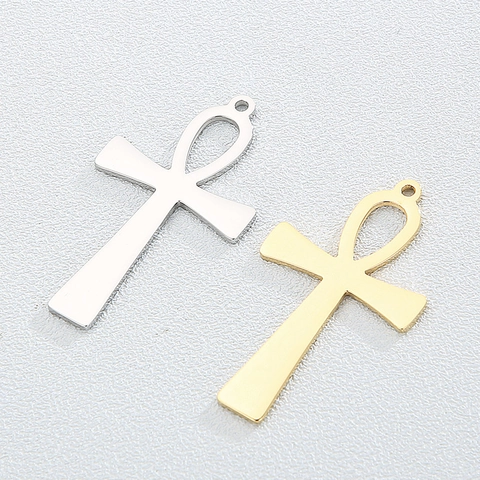 Colgante De Cruz Ankh Egipcia De Acero Inoxidable Pulido Para Hacer Joyas Dije De Símbolo De Vida Minimalista Para Accesorios De Collar DIY