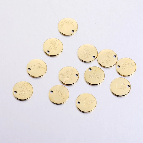 Colgante De Flor De Nacimiento Redondo Pulido Espejo Acero Inoxidable 304 Dijes Para Hacer Joyas DIY Floral