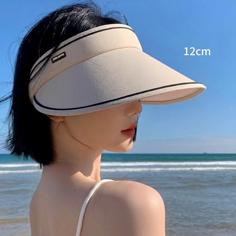 Women Large Brim Sun Visor Hat UPF50 UV Protection Foldable Straw Braided Summer Beach Hat Empty Top Visor For Outdoor