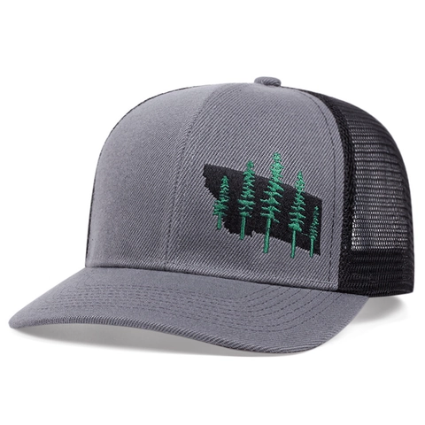 Cappello Trucker Con Ricamo Montagna Cotone Traspirante Mesh Baseball All'Aperto Casual Regolabile Protezione Solare