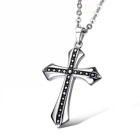 Cross Pendant Necklace Retro Gothic Titanium Steel Alloy Hip Hop Vintage Fashion Jewelry For Men Unisex