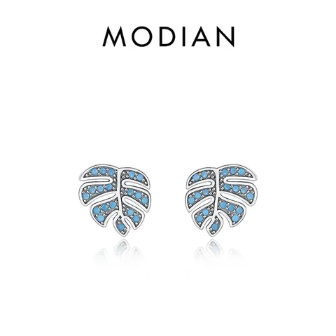Orecchini A Lobo Foglia Di Monstera Con Turchese 925 Sterling Silver Earring Post Gioielli Stile Tropicale Per Donna