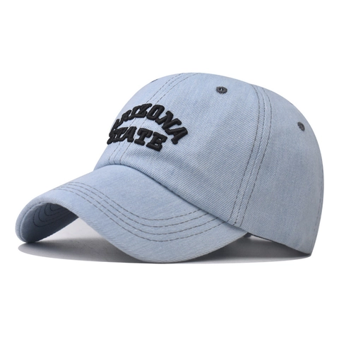 Gewaschene Denim Baseball Kappe Vintage Buchstaben Stickerei Verstellbarer Retro Distressed Sonnenhut Unisex Atmungsaktiv
