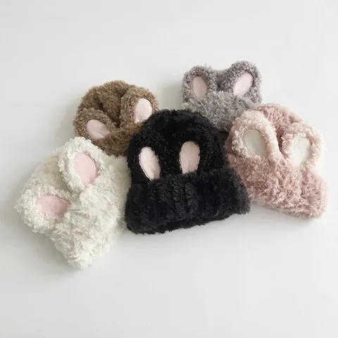 Süße Hasenohren Plüsch Strickmütze Kunstpelz Warm Winter Flauschige Beanie Mütze Für Damen Mädchen Süßes Modeaccessoire