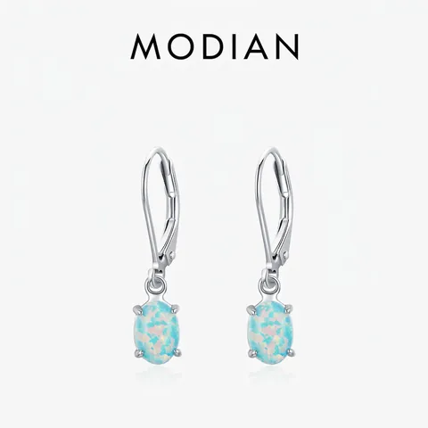 Leverback Ohrringe Mit Ovalem Blauem Opal Stein Und Zirkonia 925 Sterlingsilber Elegante Pendler Schmuck Damen
