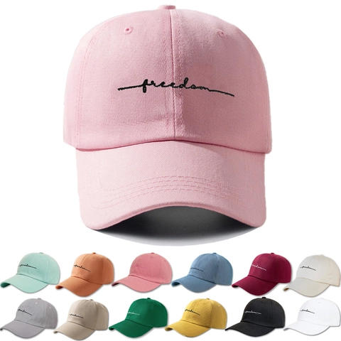 Freedom Letter Embroidery Baseball Cap Polyester Casual Sun Protection Curved Brim Adjustable Outdoor Hat Women Men