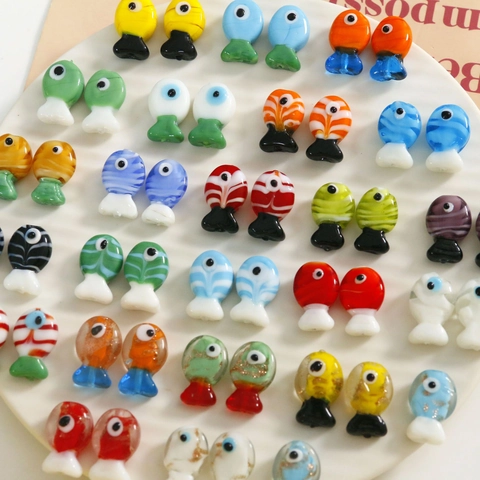 Fish Shape Lampwork Glass Beads Handmade Colorful Animal Charms For DIY Jewelry Making Earring Bracelet Crafting Accessories