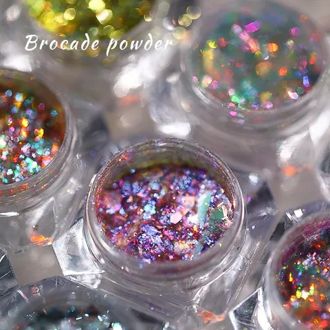 Poudre De Brocart Pour Ongles Flocons Irréguliers Aurora Ultra Fins Effet Opale Polarisé Irisé Décoration De Manucure DIY Style Japonais