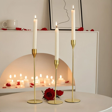 Modern Metal Candlestick Holders For Taper Candles Nordic Minimalist Wedding Candlelight Dinner Table Decor Electroplated