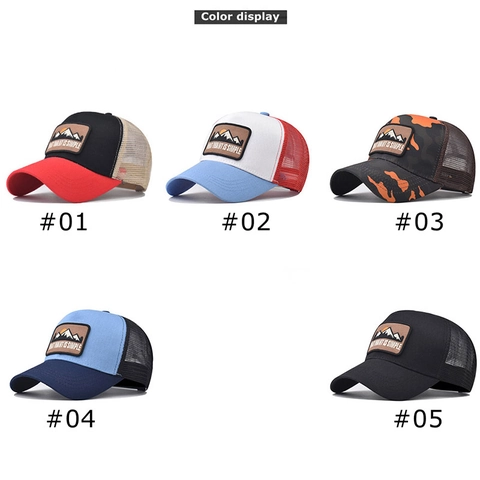 Baseball Cap Mesh Trucker Hat Cotton Polyester Breathable Sun Protection Outdoor Mountain Sunset Patch For Men Women