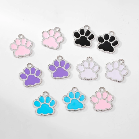 Alloy Cat Paw Enamel Drip Oil Charms Colorful Animal Footprint Pendants For DIY Jewelry Making Necklace Bracelet Keychain Handcrafted Accessories