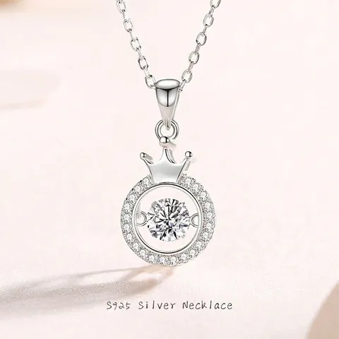 Tanzender Stein Kronenanhänger Halskette S925 Sterlingsilber Mit Moissanit Für Damen Eleganter Schmuck