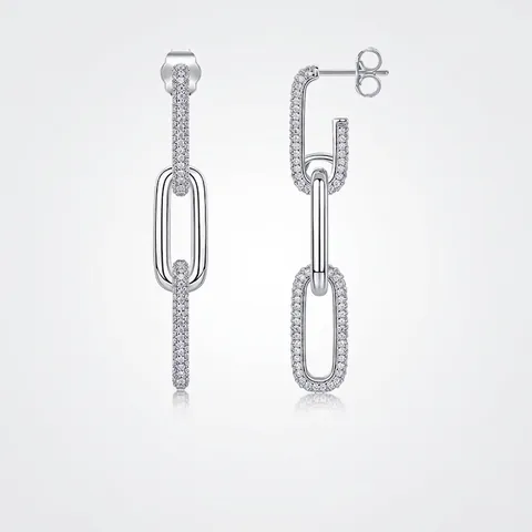 Orecchini a Goccia in Argento Sterling 925 Con Moissanite a Catena per Donna Orecchini Pendenti Rettangolari Geometrici Con Certificato GRA