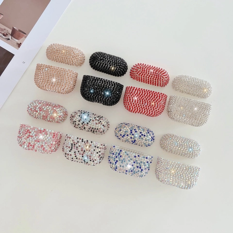 Kopfhörerhülle PC Strass Funkelndes Cover Kabellose Ohrhörer Kompatibel Mit AirPods Serie Bling Luxus Handgefertigt