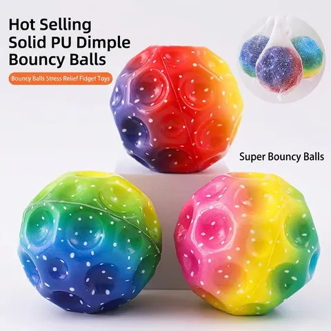 Balle Lunaire Haute Résilience PVC Jouet Sensoriel Anti-Stress Design à Cratères Balle Rebondissante Pour Enfants Adultes Sports de Plein Air